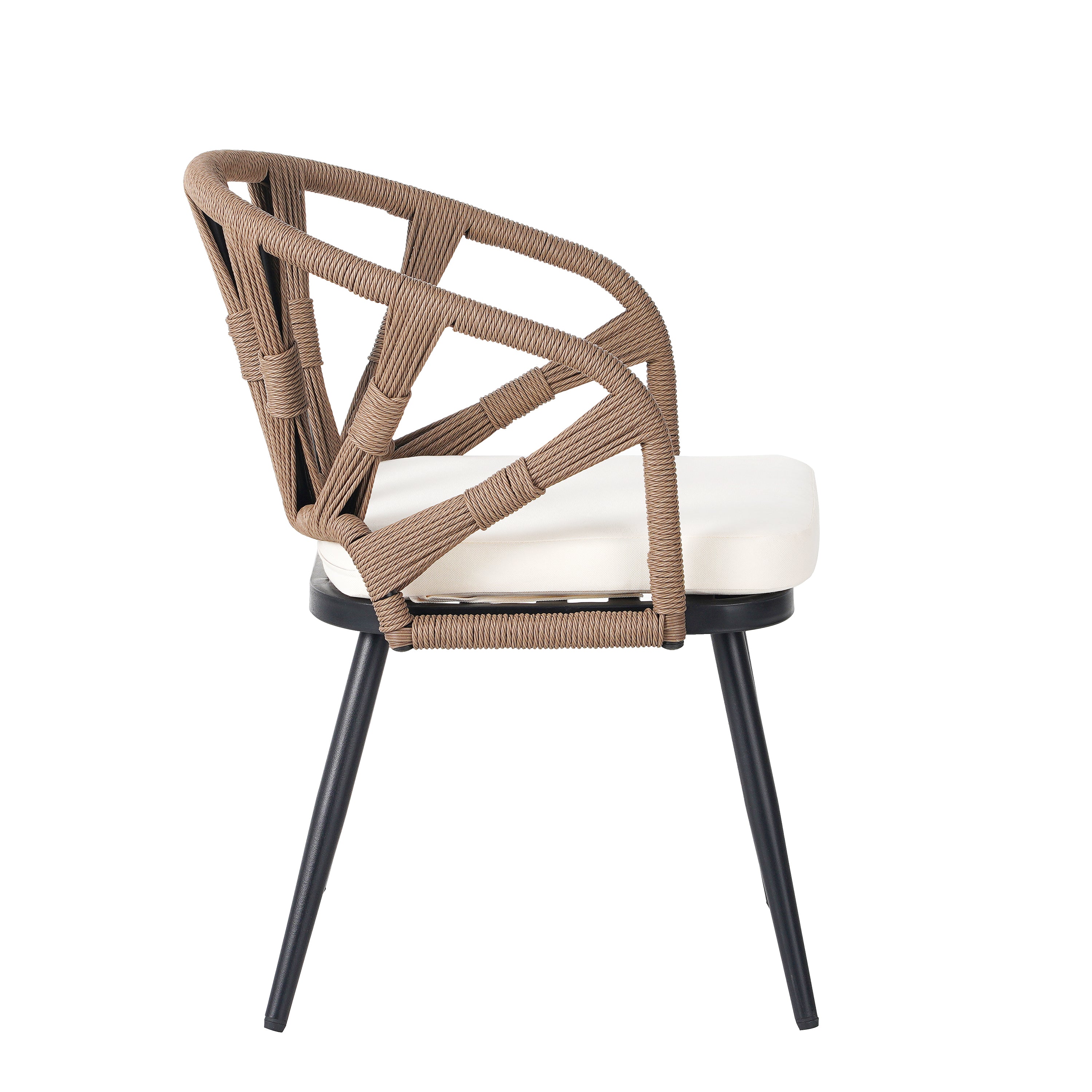 U_Style 4-Seater Brown PE Rattan Outdoor Dining Set: Modern Plastic Wood Table & Linear Chairs for Garden, Patio, Lawn - Weather-Resistant & Durable, Residential Use