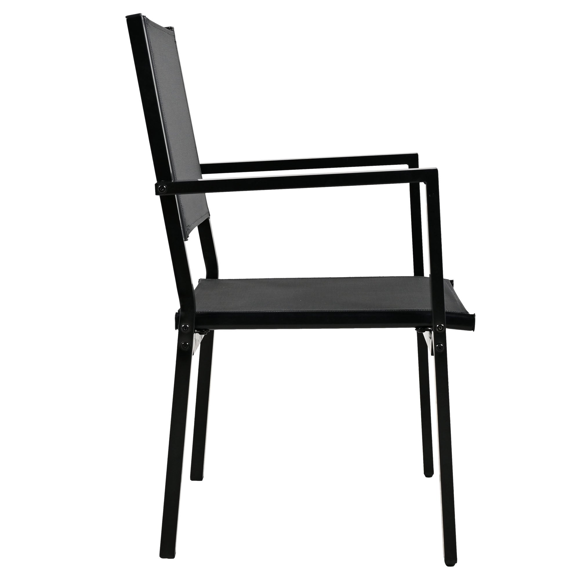 U-Style 6-Seater Outdoor Dining Set: Durable Steel Patio Furniture, Modern Black Balcony & Backyard Table & Chairs, 58.3" W, Easy Assembly, Residential Use