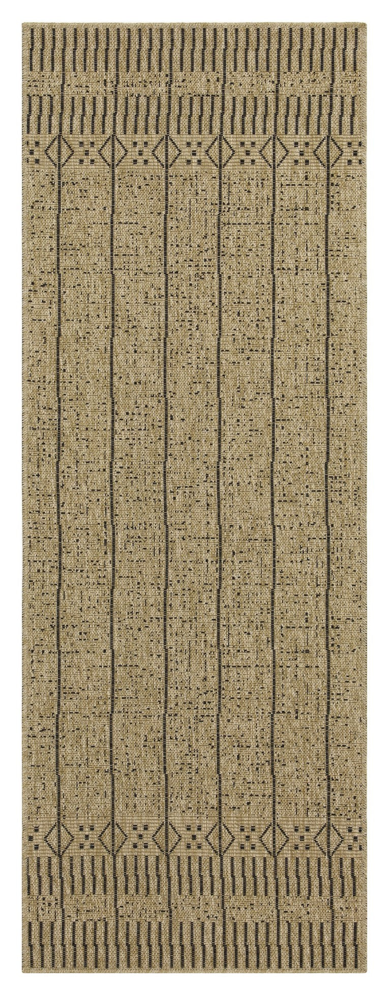 Earth Collection Jute/Black 7'10" x 10'3" Indoor/Outdoor Area Rug - Durable Polypropylene, Stain-Resistant, Flatweave for Patios, Decks, Living Rooms, Entryways - Easy Clean, Kid & Pet Friendly