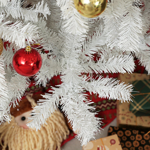 HOMCOM 9ft White Artificial Christmas Tree - Unlit Xmas Tree w/ 2132 Branch Tips, Auto Open, Steel Base for Home & Office Holiday Decor