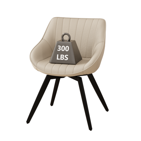 29.5" Modern Round MDF Coffee Table with Storage &amp; 2 Ergonomic PU Dining Chairs - Beige/Wood Finish, Black Metal Legs - Ideal for Kitchen, Living Room, Office Home Use