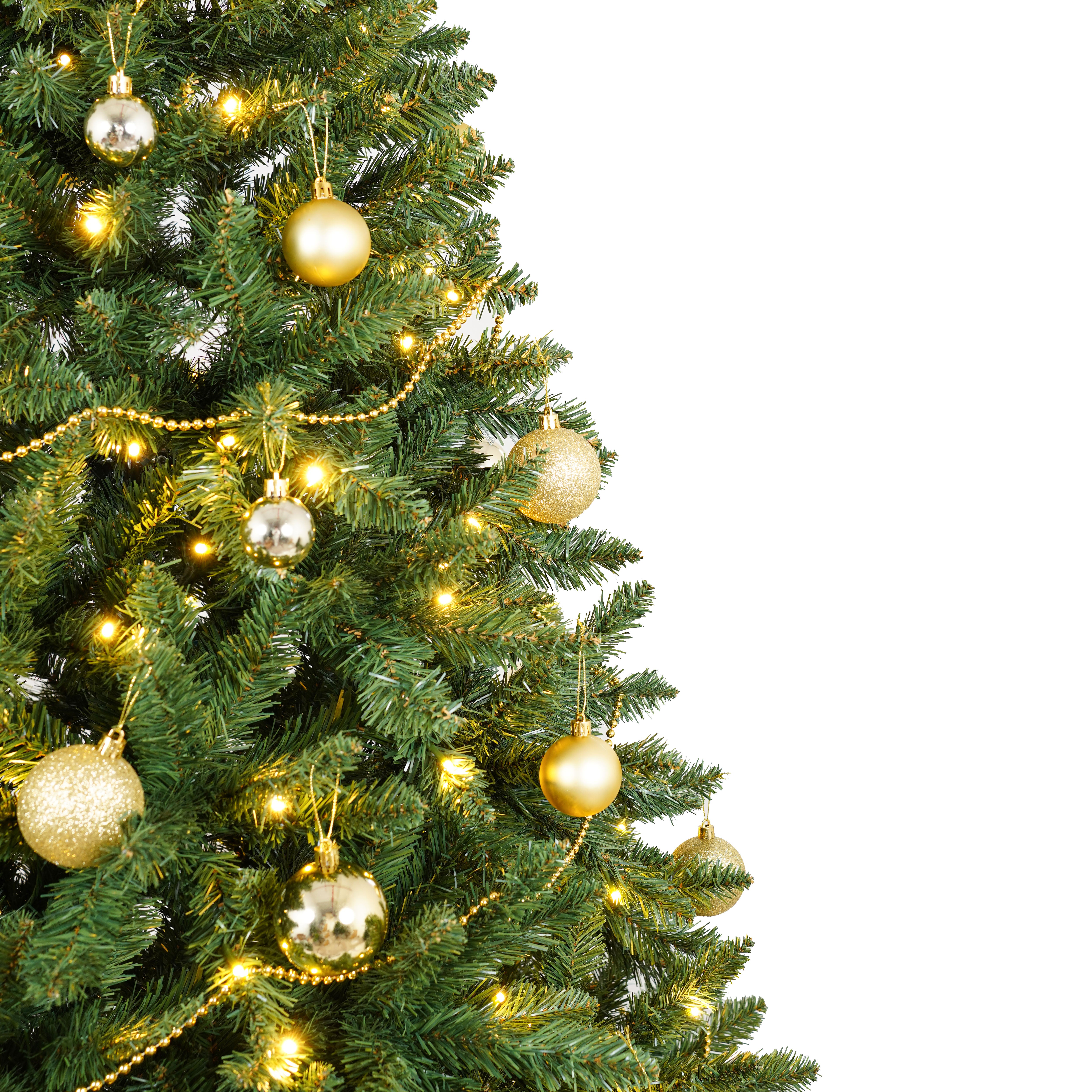 6FT Green Christmas Tree: 250 Warm White LED Lights, 1000 Realistic PVC &amp; Hard Needle Tips, Hinged Branches, Sturdy Metal Stand for Indoor Home Holiday Decor