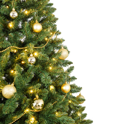 6FT Green Christmas Tree: 250 Warm White LED Lights, 1000 Realistic PVC &amp; Hard Needle Tips, Hinged Branches, Sturdy Metal Stand for Indoor Home Holiday Decor