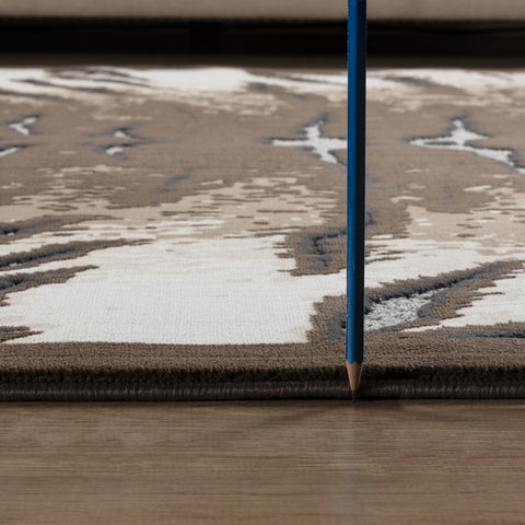 Rustic Brown &amp; Ivory Cowhide Area Rug - 7'10" x 10'3" | Realistic 3D Effect Polyester, Durable, Stain-Resistant | Farmhouse, Lodge Decor | Made in Turkey