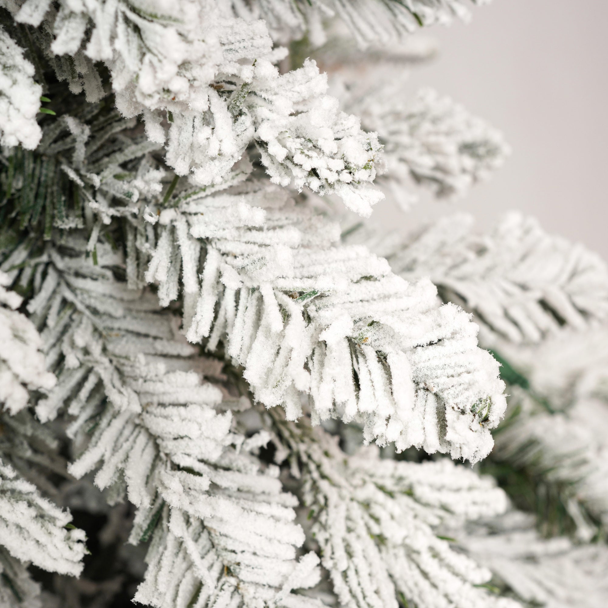 Snow Flocked Christmas Wreath, Garland & 6ft Tree 3-Pack Decor Set | Warm White LED Lights | 900-Tip PVC/PE Tree | Indoor/Covered Outdoor Use | Festive Winter Wonderland Ambiance