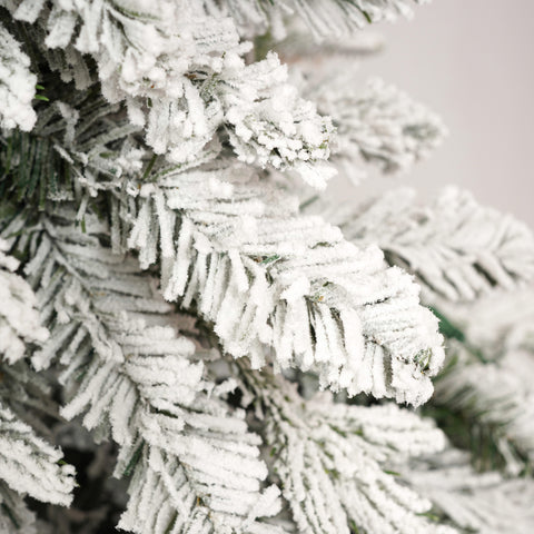 Snow Flocked Christmas Wreath, Garland & 6ft Tree 3-Pack Decor Set | Warm White LED Lights | 900-Tip PVC/PE Tree | Indoor/Covered Outdoor Use | Festive Winter Wonderland Ambiance