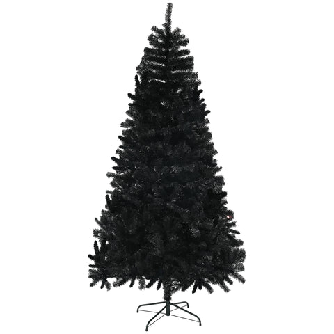 HOMCOM 9ft Black Artificial Christmas Tree, Unlit Xmas Tree with 2132 Branch Tips &amp; Auto Open Design, Flame-Retardant, Steel Base for Home &amp; Office Holiday Decor