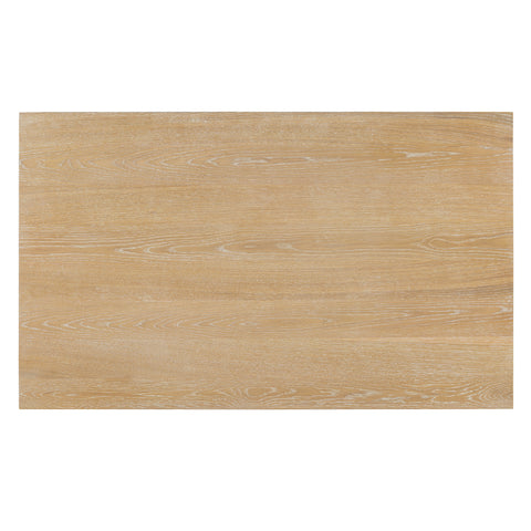 TREXM 6-Piece Retro Dining Table Set for 6, 60" Oak Veneer Wood Kitchen Table & 4 Chairs with Upholstered Bench, Natural Finish, Dining Room & Kitchen Use, Durable Rubberwood Legs