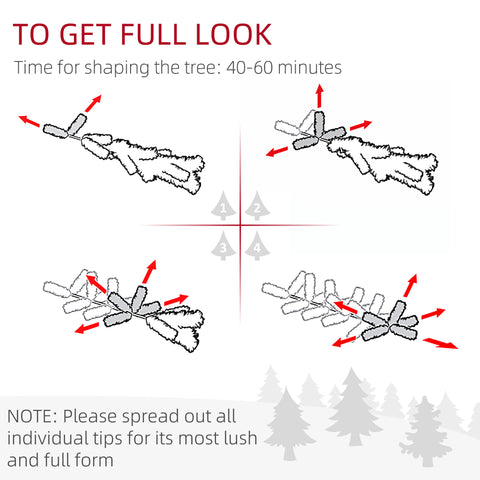 HOMCOM 7.5ft Green Hinged Artificial Christmas Tree | 1218 Realistic Pine Branches, Auto-Open, Flame-Retardant Plastic, Steel Base | Perfect for Home & Holiday Decor