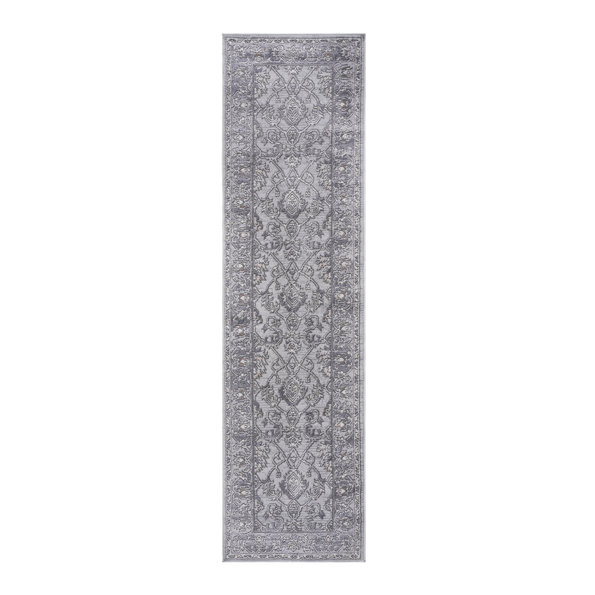 MARFI Collection 2'x8' Ivory & Grey Oriental Runner Rug: Stain-Resistant, Non-Shedding Polyester for Living Room, Hallway, Entryway, Bedroom, Home Office. Kid & Pet-Friendly, Durable, Easy Care. Turkish Made.