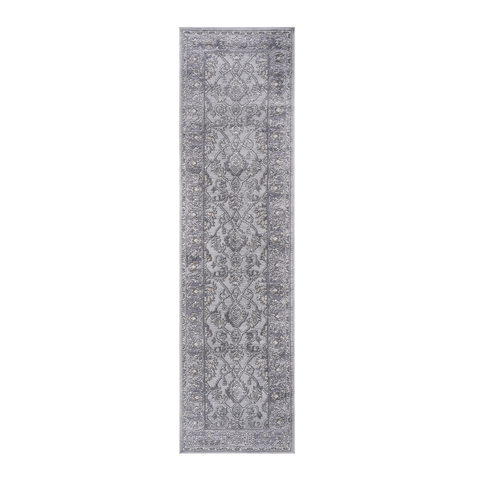 MARFI Collection 2'x8' Ivory & Grey Oriental Runner Rug: Stain-Resistant, Non-Shedding Polyester for Living Room, Hallway, Entryway, Bedroom, Home Office. Kid & Pet-Friendly, Durable, Easy Care. Turkish Made.