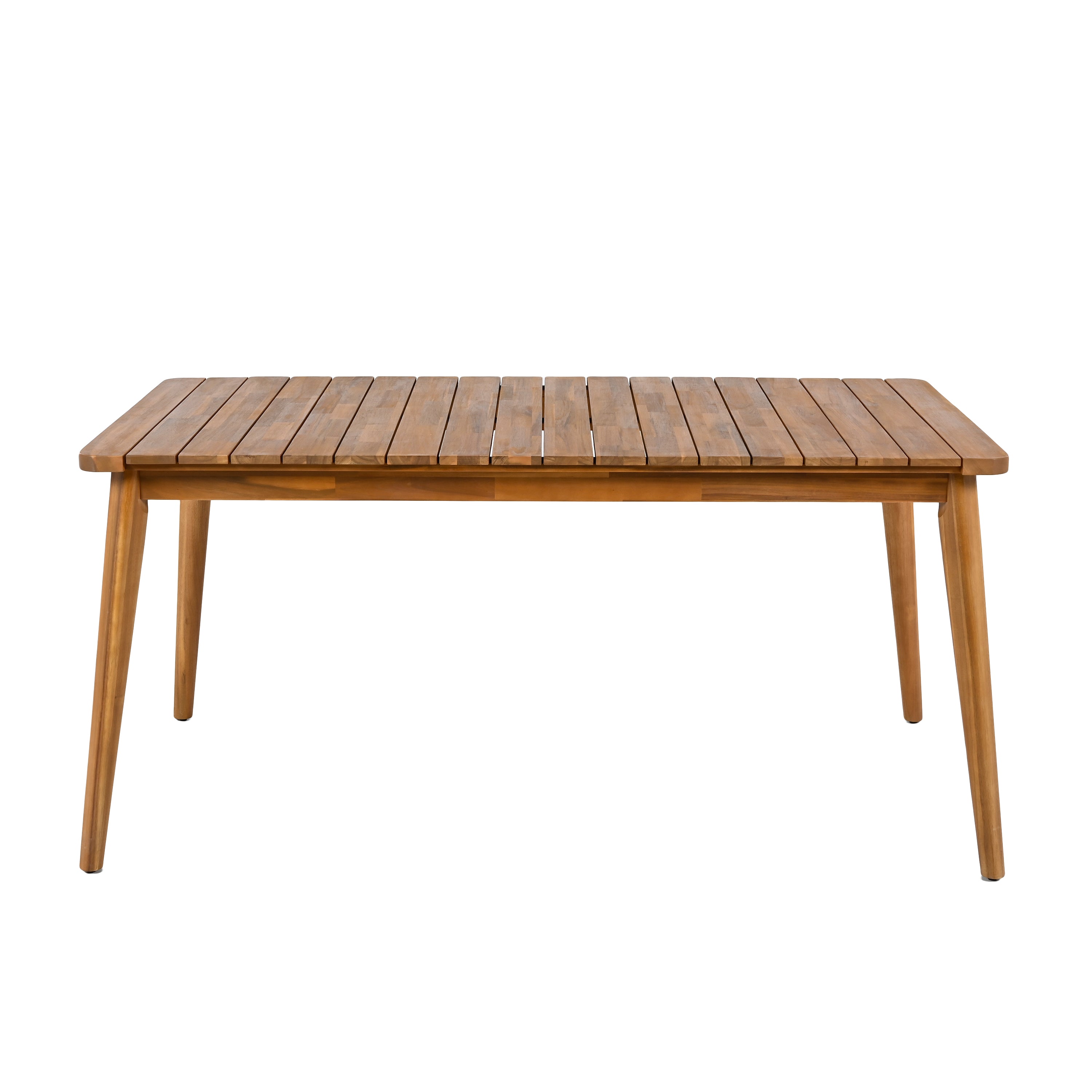 5-Piece Outdoor Patio Dining Set: 63" Acacia Wood Slatted Table & 4 Mix Mocha PE Rattan Chairs with Teak Wood Frames – Durable, Stylish & Easy Assembly for Garden & Backyard Gatherings