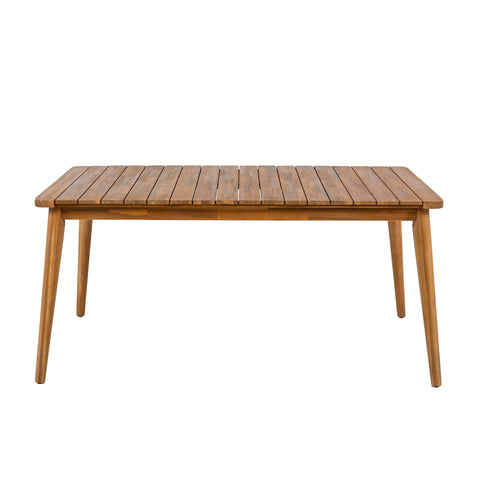 5-Piece Outdoor Patio Dining Set: 63" Acacia Wood Slatted Table & 4 Mix Mocha PE Rattan Chairs with Teak Wood Frames – Durable, Stylish & Easy Assembly for Garden & Backyard Gatherings