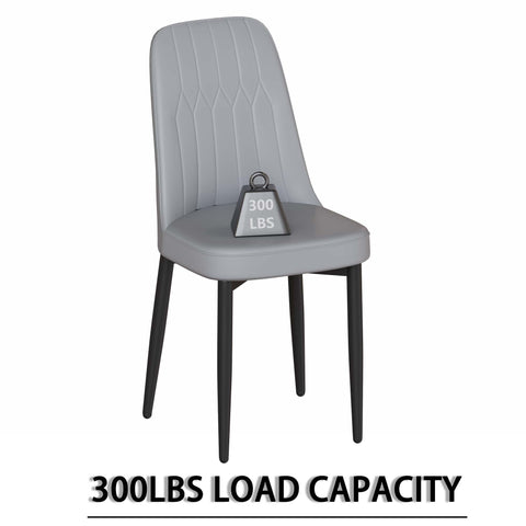 63" Cream Modern MDF Dining Table Set with 4 PU Leather Chairs, Black Metal Legs, Ergonomic Design, Stain-Resistant Tabletop, Perfect for Home Kitchen & Dining Room