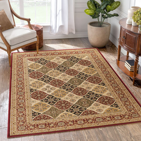 Manchester GC Red 5'3" x 7'3" Oriental Area Rug - 100% Polypropylene, Machine-Made Traditional Luxury for Living Room, Dining Room, Foyer, Entryway, Durable, Stain Resistant