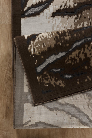 Rustic Brown Cowhide Area Rug 5'3" x 7' - 3D Effect Polyester Farmhouse Lodge Style, Stain Resistant, Durable for High Traffic, Made in Turkey