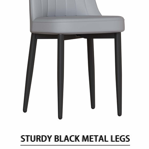 Expandable 62.99"-78.74" Dining Table Set for 2-8, Gray MDF &amp; PU Fabric, 6 Padded Chairs with U-Legs for Kitchen, Dining Room, Living Room, Modern Farmhouse Style