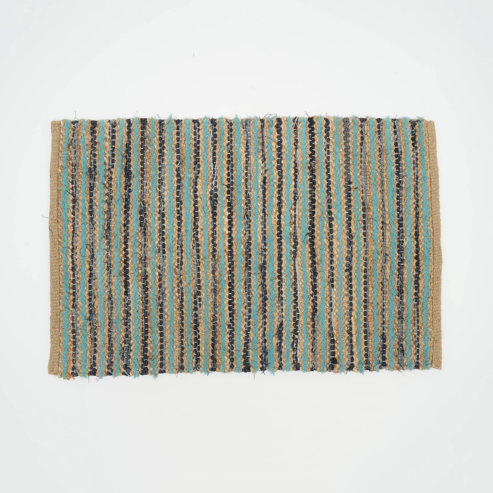 Camelot 36x24" Blue Cotton Blend Scatter Rug - Soft Textured Accent Rug for Living Room, Bedroom, Entryway, Home Décor - Durable Fringed Farmhouse Style