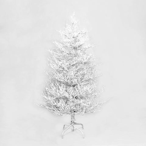 4FT Snow Flocked Aspen Fir Artificial Christmas Tree - Hinged, 280 Tips, 230 Warm White LED Lights, Coral White for Home, Party & Holiday Decor