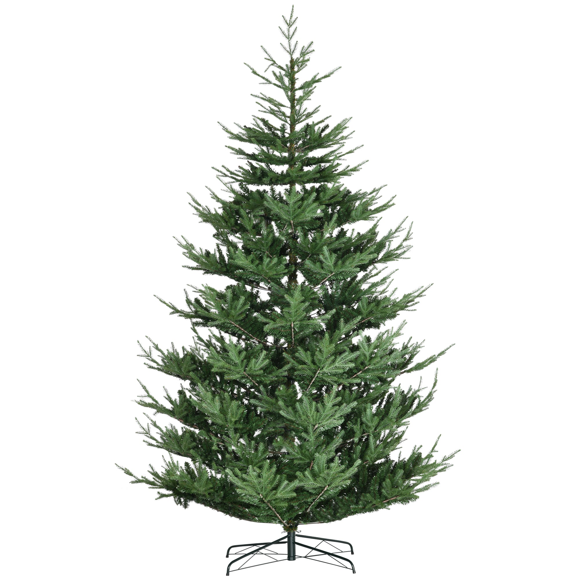 HOMCOM 9ft Hinged Artificial Christmas Tree - Realistic Pine, Auto-Open, Flame-Retardant Green PVC Branches, Sturdy Steel Base for Easy Home Decor