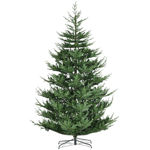 HOMCOM 9ft Hinged Artificial Christmas Tree - Realistic Pine, Auto-Open, Flame-Retardant Green PVC Branches, Sturdy Steel Base for Easy Home Decor