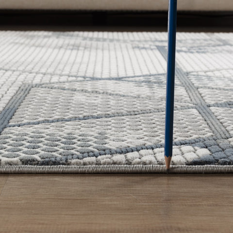 Geometrix GC_DIM1006 Modern Geometric Area Rug, 5'3" x 7'3", Ivory &amp; Grey, 100% Polyester, 0.43" Pile, Made in Turkey for Living Room, Bedroom, Office