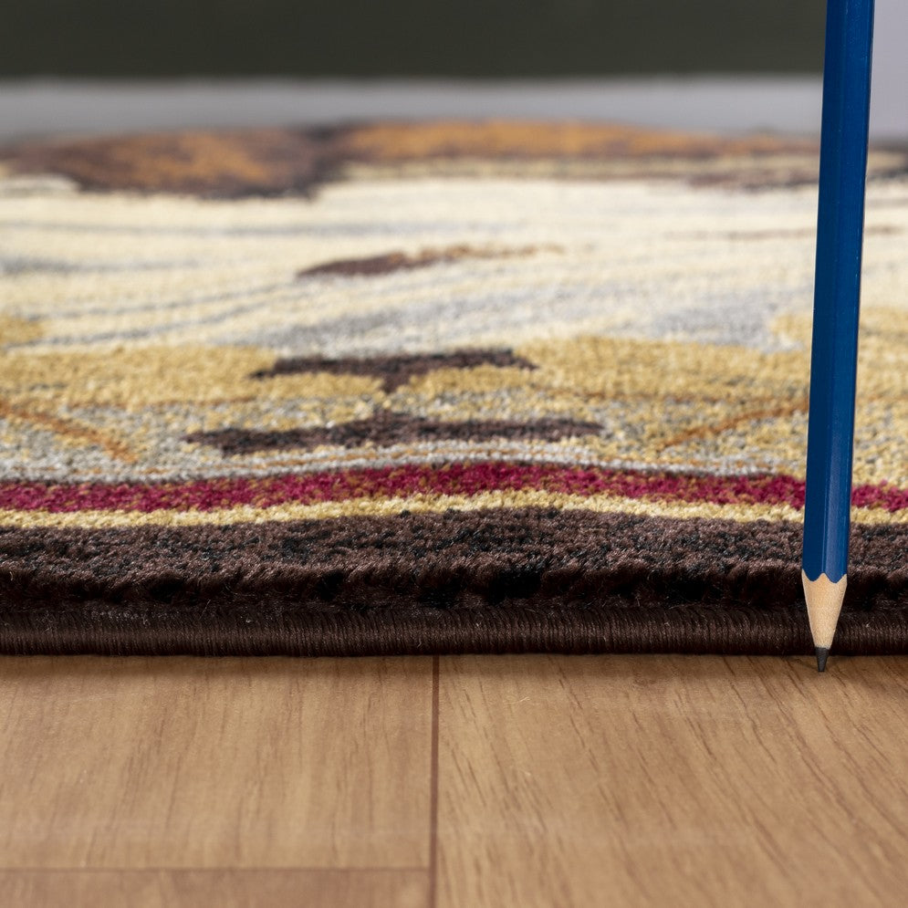 Nature's Nest Lodge Area Rug, 2'7" x 7'3", Brown, 100% Polypropylene, Stain-Resistant, Kid &amp; Pet Friendly, Durable for High Traffic, Entryways &amp; Living Spaces, Made in Turkey