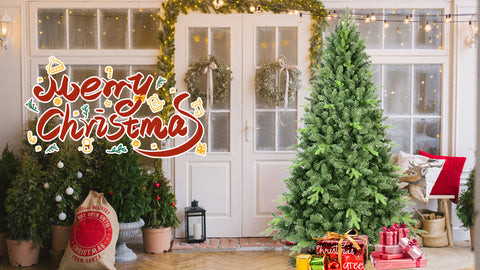 9FT Classic Green Christmas Tree - 3509 PE+PVC Tips, Realistic Hinged Branches, Easy Assembly, Stable Metal Stand, Full Natural Look for Home &amp; Holiday Decor