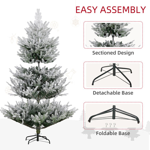 HOMCOM 7.5ft Green Hinged Artificial Christmas Tree | 1218 Realistic Pine Branches, Auto-Open, Flame-Retardant Plastic, Steel Base | Perfect for Home & Holiday Decor