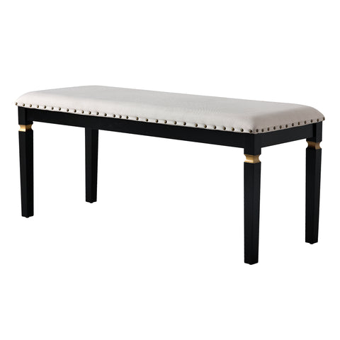 6-Piece Black Rectangular Dining Table Set for 6: 60" Solid Wood Table, 4 High-Back Tufted Upholstered Chairs &amp; Bench - Ideal for Dining Room &amp; Kitchen Gatherings