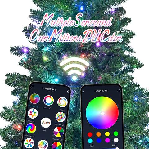 9ft WiFi Smart Christmas Tree: 620 RGB LED Lights, Music Sync, 38 Functions, 1721 PVC Tips, Hinged, Metal Stand - Green Holiday Decor for Festive Indoor Spaces