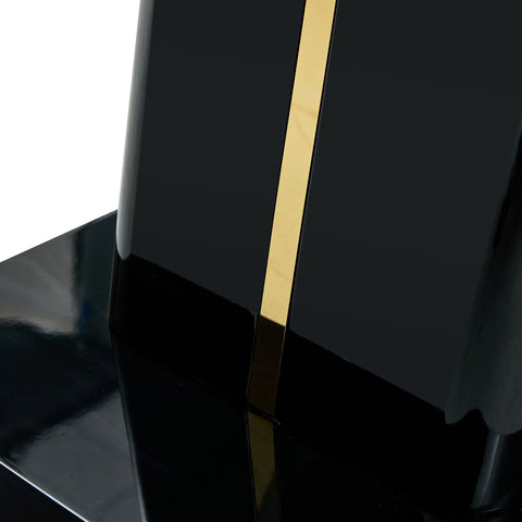 Modern Minimalist Dining Table Set with Imitation Marble Glass Top & Comfortable Chairs, Seats 4-8, U-Bracket MDF Legs, Black+Gold, Perfect for Dining & Living Rooms