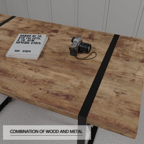 55" Dark Wood MDF Dining Table & 4 Suede Upholstered Chairs Set - Modern Industrial Kitchen Furniture with Metal Base - Rustic Farmhouse Style, Ergonomic Comfort, Easy Assembly, Brown Grey