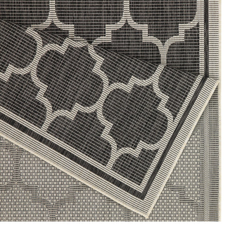 Sunshine GC_HAR2005 Anthracite Trellis Indoor Outdoor Area Rug 5'3" x 7'3" Polypropylene, Stain & Kid/Pet Friendly, Easy Clean, Flatweave, Made in Turkey for Patio, Living Room