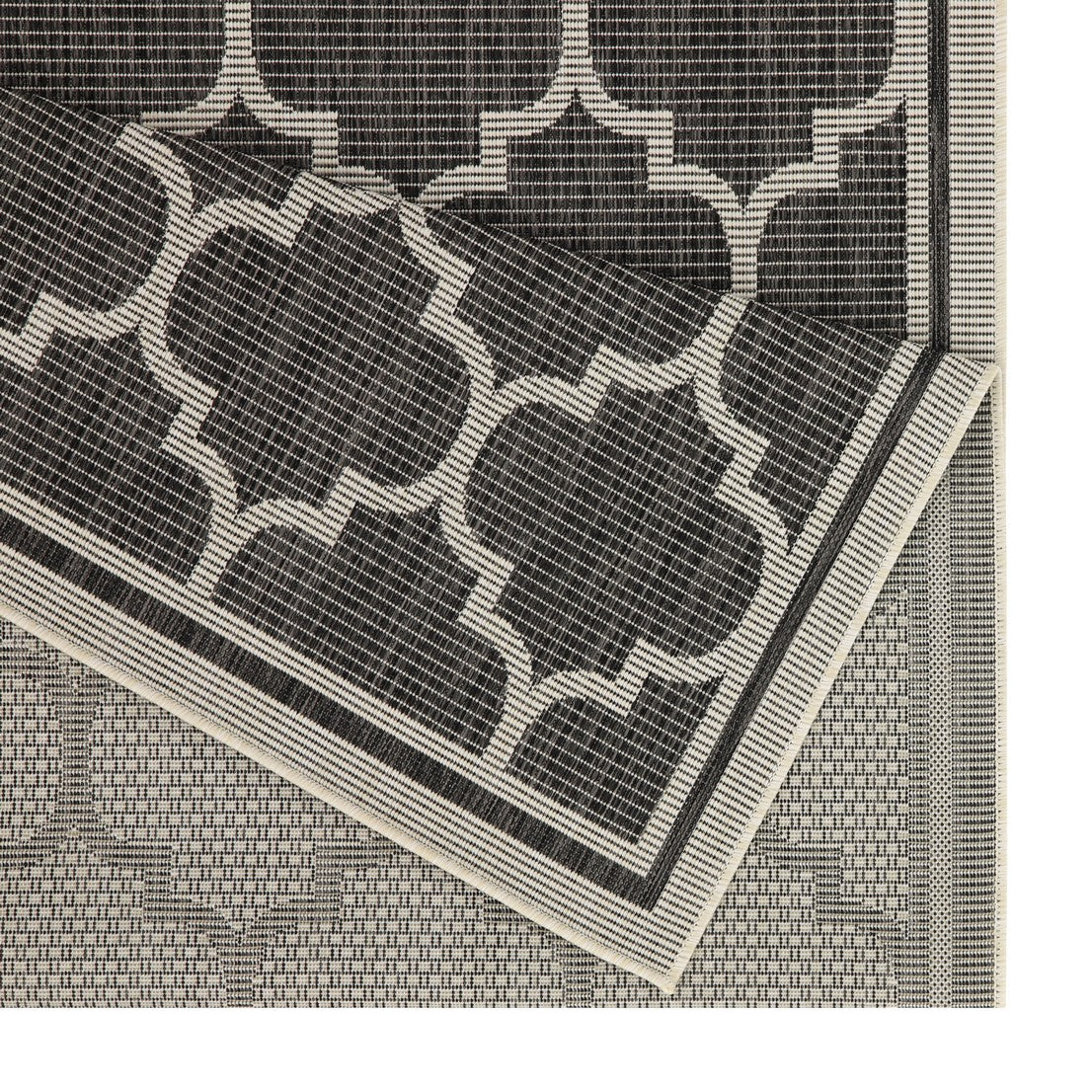 Sunshine GC_HAR2005 Anthracite Trellis Pattern Indoor Outdoor Area Rug - Durable Polypropylene, Stain Resistant, Easy Clean, Flatweave, 2'7" x 7'3" for Patio, Deck, Living Room, Entryway
