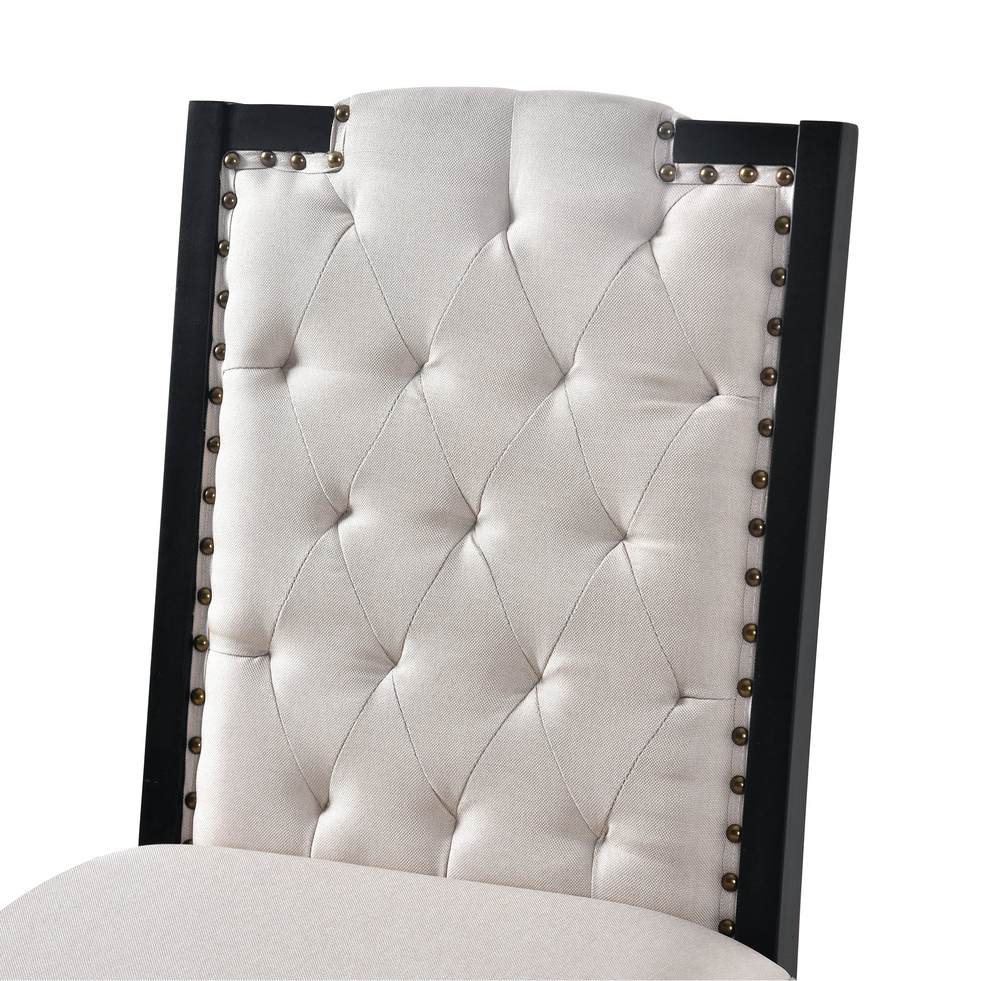 6-Piece Black Rectangular Dining Table Set for 6: 60" Solid Wood Table, 4 High-Back Tufted Upholstered Chairs &amp; Bench - Ideal for Dining Room &amp; Kitchen Gatherings