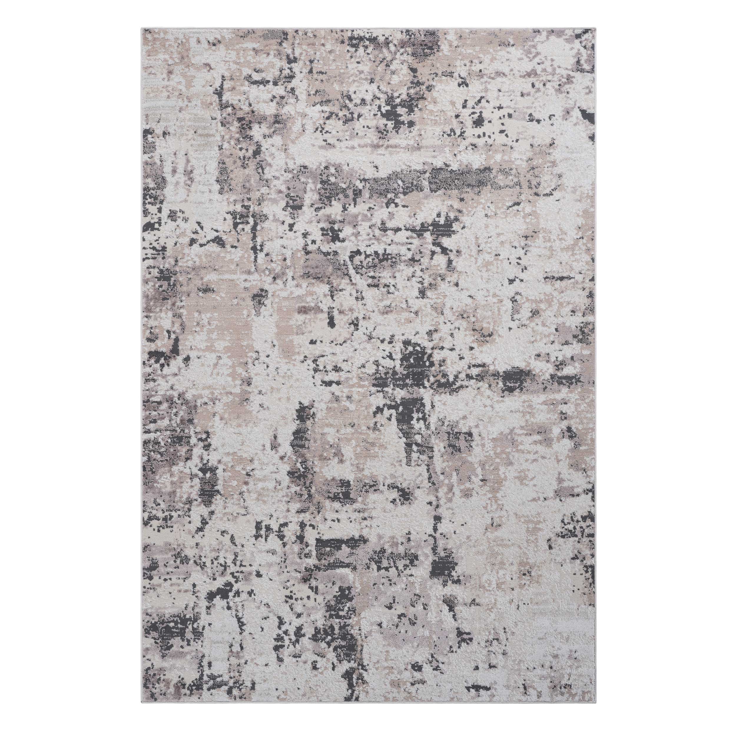 PAYAS Collection 6'x9' Cream & Brown Abstract Area Rug - Stain-Resistant, Non-Shedding Polyester for Living Room, Bedroom, Home Office. Durable, Easy Care, Medium Pile, Latex-Free Cotton Backing. Made in Turkey.