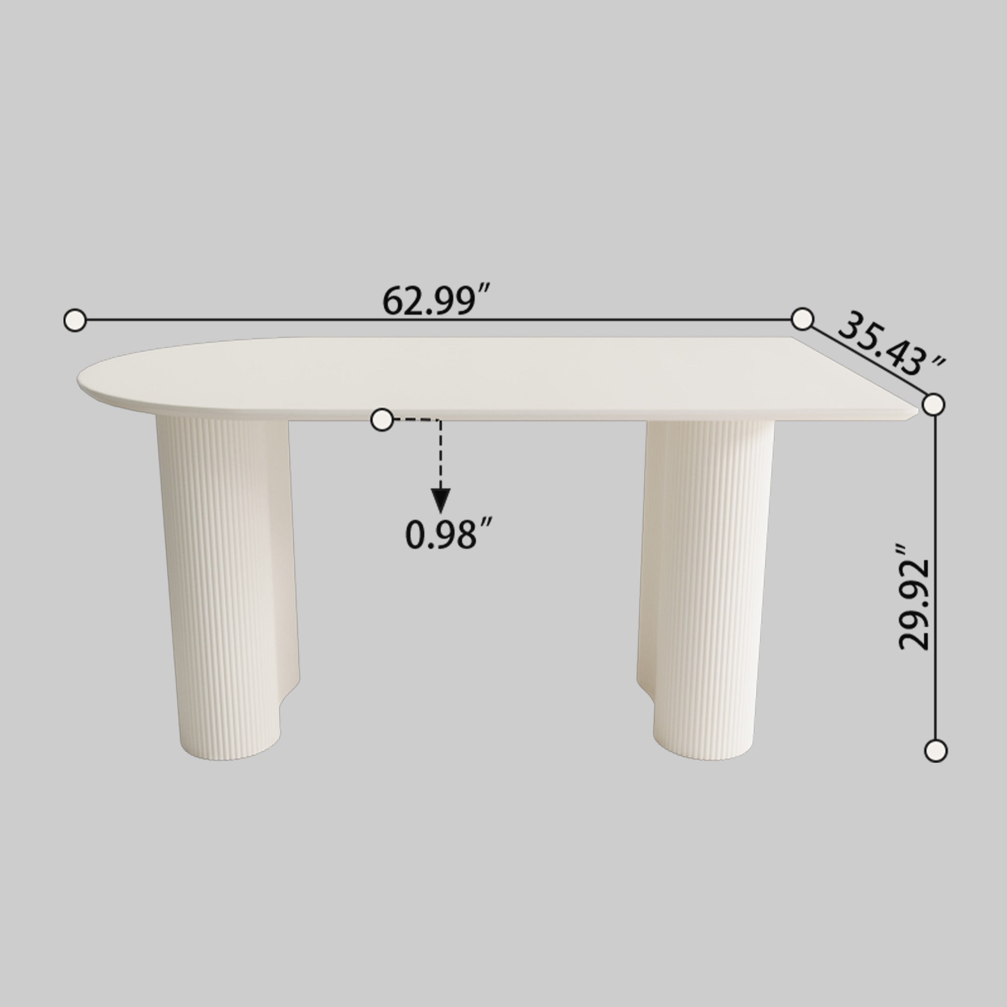 63" Cream MDF Dining Table Set for 6: Modern PU Armless Chairs with Silver Metal Legs, Mid-Century Style, Stain-Resistant Top, Ideal for Home Kitchen & Dining Room Gatherings
