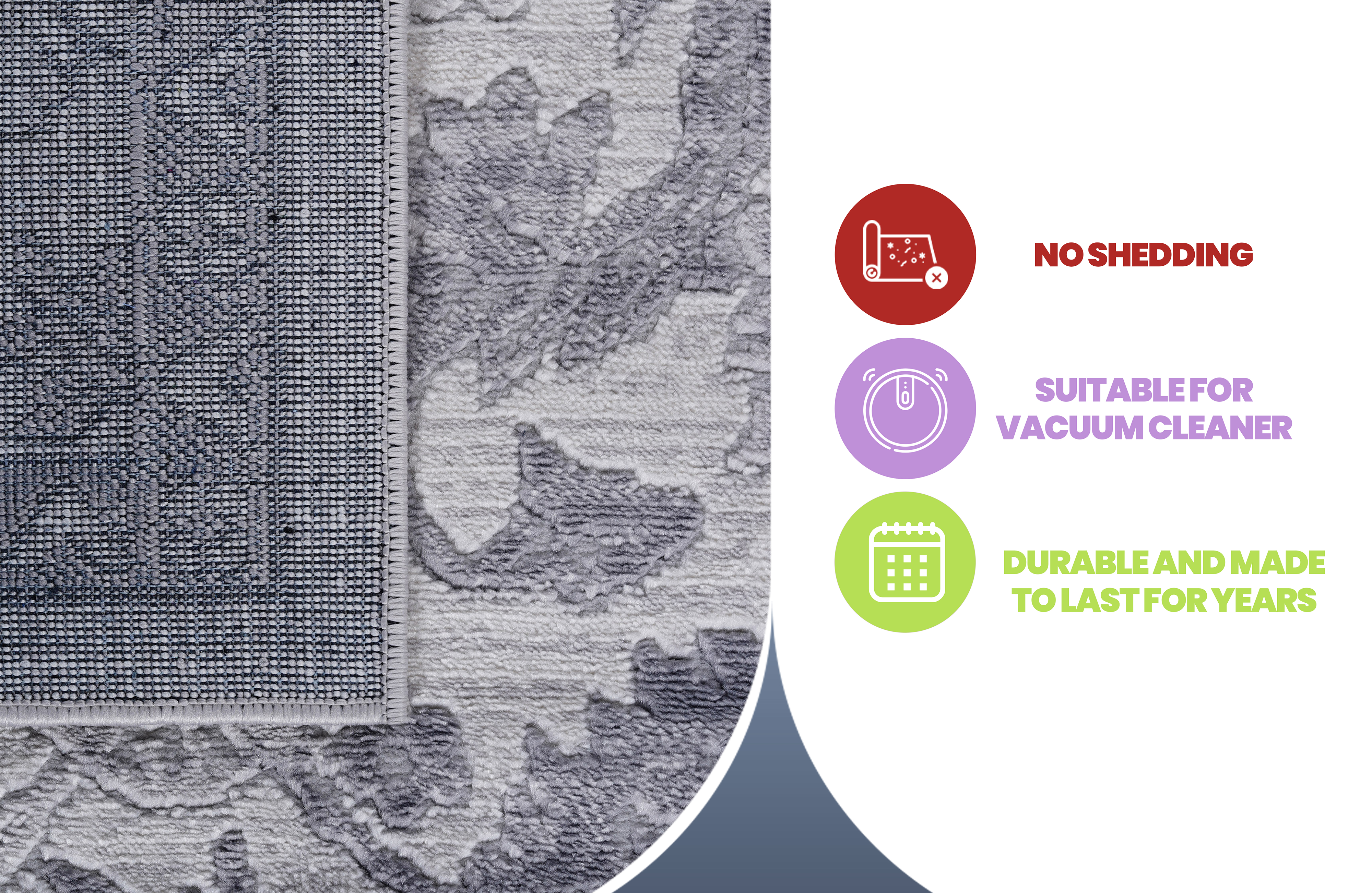 MARFI Collection 5x7 Oriental Area Rug - Stain Resistant, Non-Shedding Polyester in Grey; Durable, Kid & Pet Friendly for Living Room, Bedroom, Office, Turkey