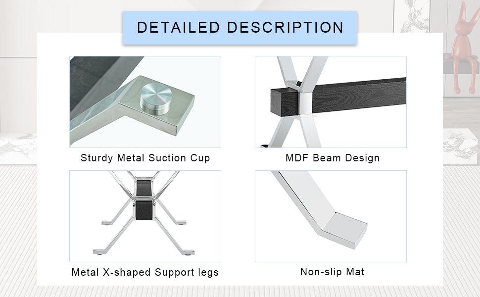 Elegant 71" Clear Tempered Glass Dining Table Set with 6 Light Gray PU Chairs, Silver Metal Legs - Modern Minimalist 6-Seater for Dining Room & Kitchen