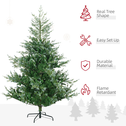 HOMCOM 6ft Artificial Christmas Tree - Wide Shape, 795 Easy-Shape Branches, Auto-Open Design, Flame-Retardant Plastic, Green, Steel Base for Holiday Home Decor