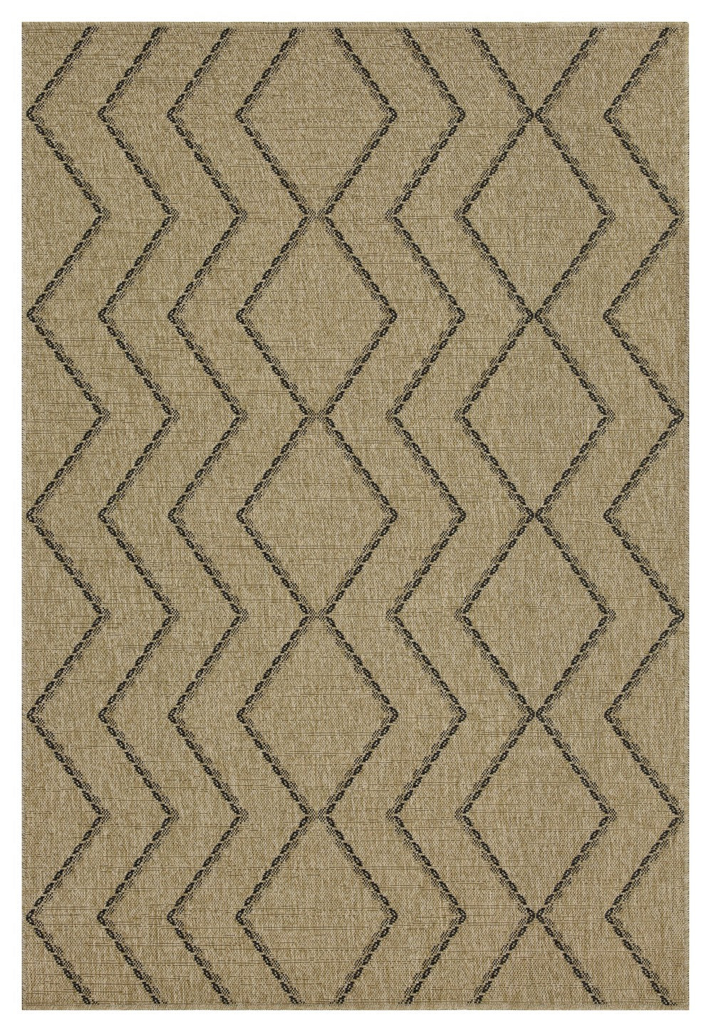Earth Collection Jute/Black 2'7"x7'3" Indoor/Outdoor Area Rug - Durable Polypropylene, Stain-Resistant, Easy Clean, Flatweave for Entryways, Patios, Living Rooms