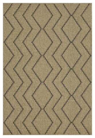 Earth Collection Jute/Black 7'10" x 10'3" Indoor/Outdoor Area Rug - Durable Polypropylene, Stain Resistant, Easy Clean, Flatweave for Entryways & High Traffic Areas