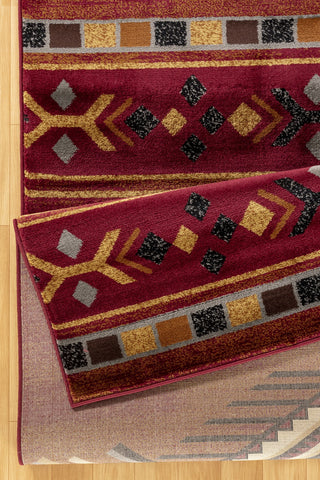 Tribes GC Red Southwest Area Rug 2x3 ft - Durable Polypropylene, Stain Resistant Accent Mat for Entryway, Living Room, Pet-Friendly, 0.39" Pile, Made in Turkey