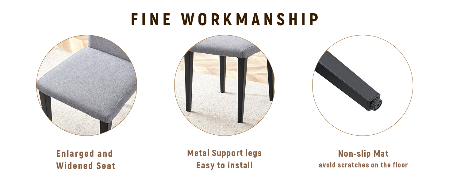 71" Wooden & Black Spliced Dining Table Set with Storage, Seats 6, Paired with Light Gray Linen-Cotton Chairs - Perfect for Kitchen, Dining Room, Home Gatherings