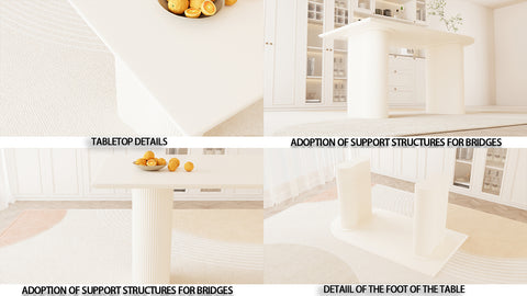 63" Cream MDF Dining Table Set with 6 Green PU Leather Chairs, Modern Industrial Style, Ergonomic Design, Perfect for Kitchen, Dining Room, Home &amp; Office Gatherings