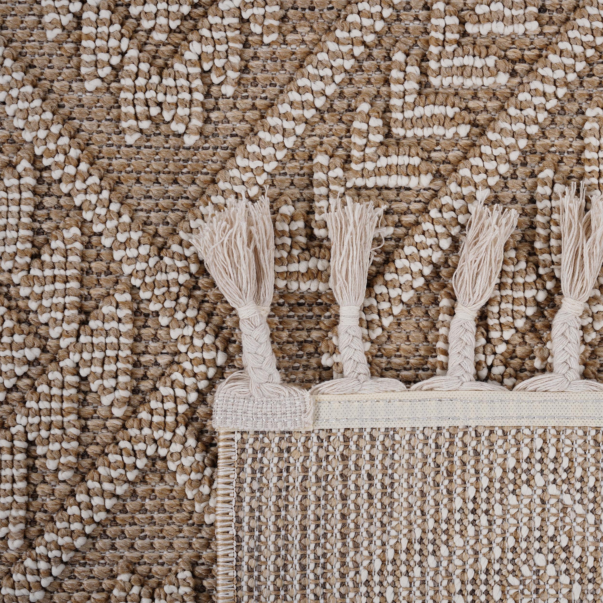 Guros Collection 5x7 Natural Polypropylene Area Rug - Stain Resistant, Non-Shedding, Kid & Pet Friendly Indoor/Outdoor Turkish Rug for Living Room, Bedroom, Patio