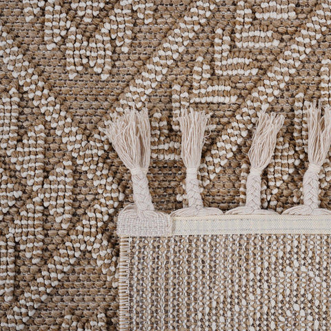 Guros Collection 6x9 Natural Polypropylene Area Rug - Stain Resistant, Non-Shedding, Durable for Indoor/Outdoor Use, Living Room, Patio, Entryway, Turkish Made