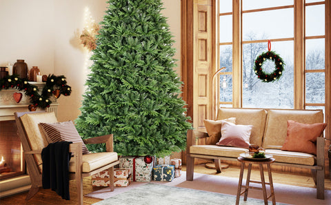 7.5ft Premium Hinged Artificial Christmas Tree - Realistic PE+PVC Pine with 3135 Tips, Easy Fluff, Sturdy Metal Stand for Indoor/Outdoor Holiday Decor