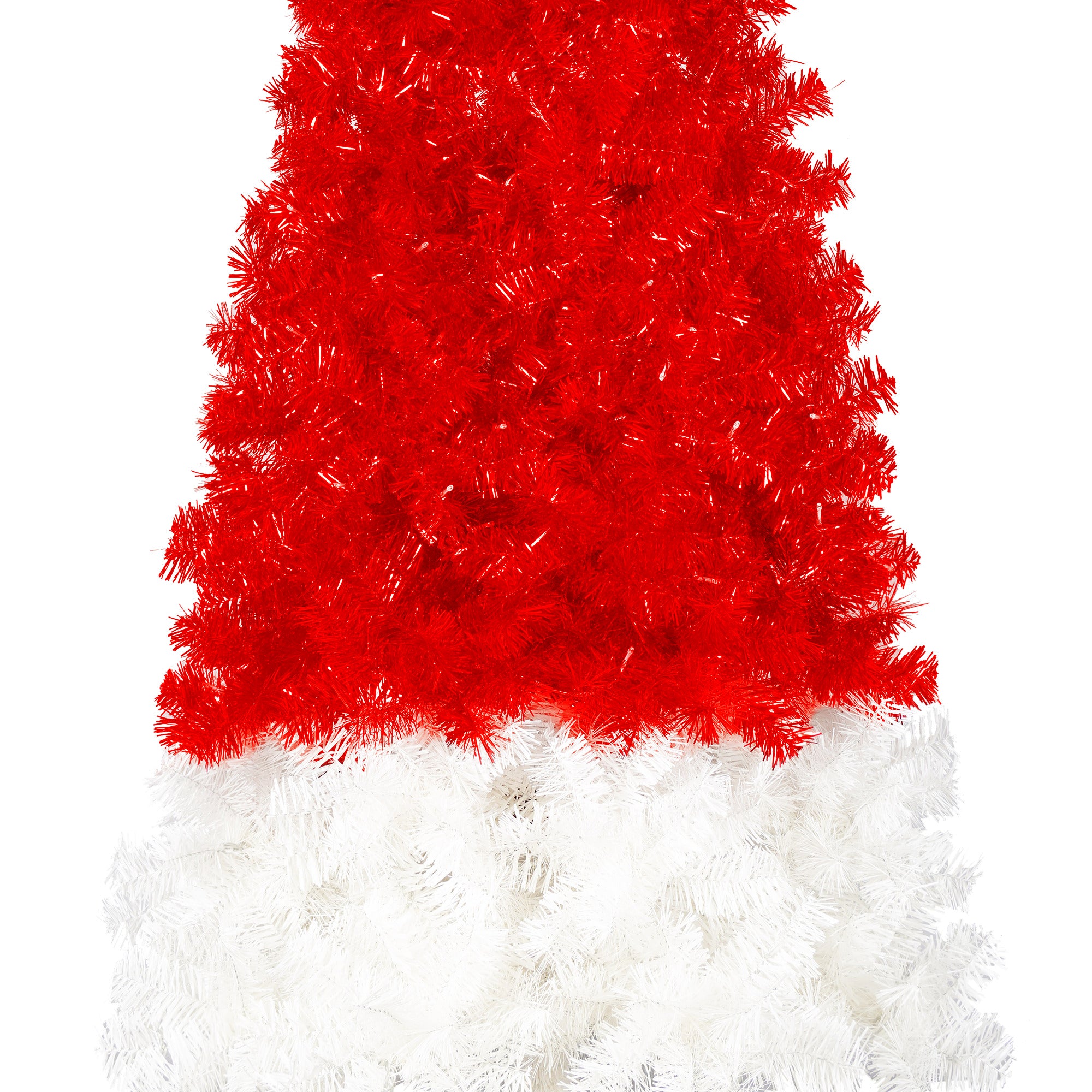 6FT Whimsical Santa Hat Christmas Tree | 1050 PET Tips | Pre-Lit 300 Cold White LEDs | Red & White | Indoor Holiday Decor
